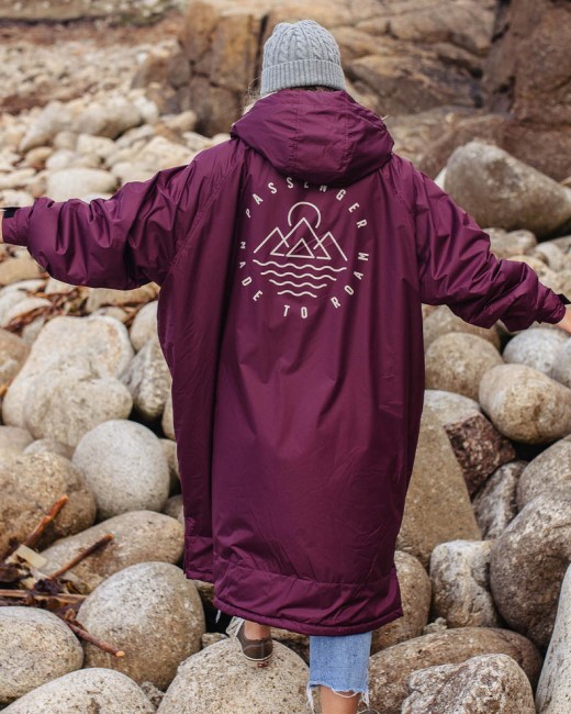 Exclusive Passenger's Escapism Recycled Sherpa Lined Changing Robe Wine