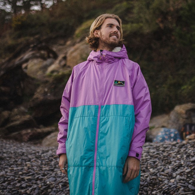 Exclusive Passenger's Roaming Recycled Sherpa Lined Changing Robe Viridian Green/Orchid
