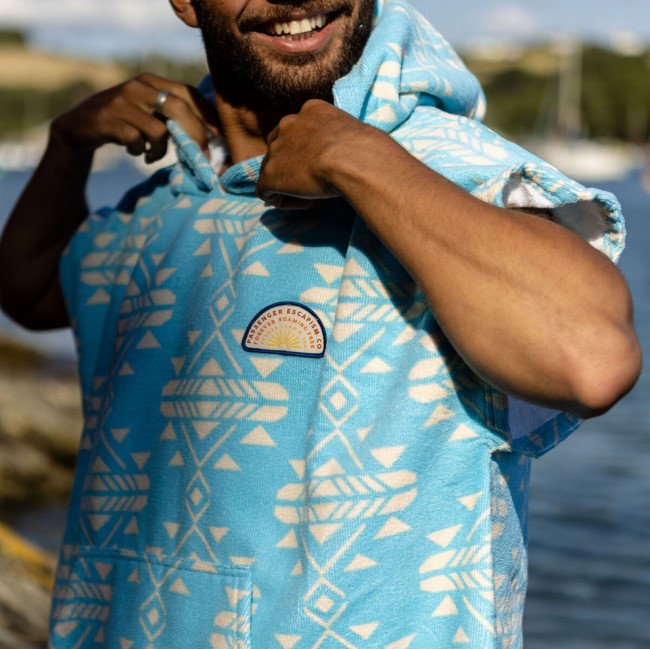 Passenger Baja Recycled Towel Poncho Blue Coast