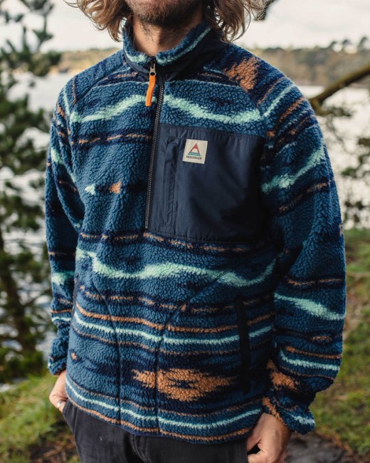 Passenger Exclusive Offroad Recycled Deep-Pile Sherpa Fleece Blue Coral Geo Pattern