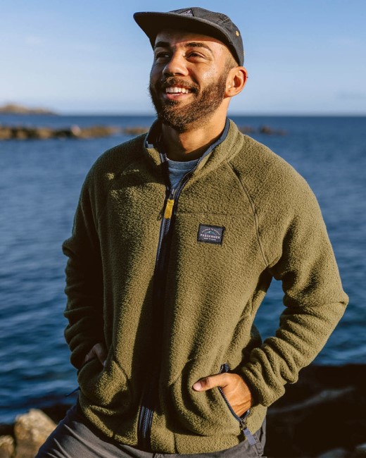 Passenger Exclusive Tripper Recycled Sherpa Full Zip Fleece Khaki
