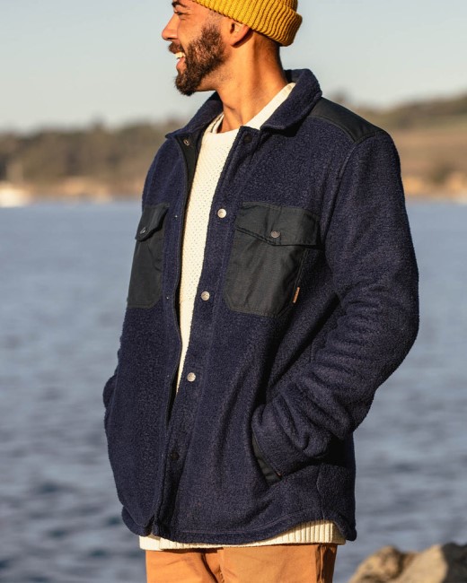 Passenger Exclusive Spruce Recycled Sherpa Fleece Shirt Navy