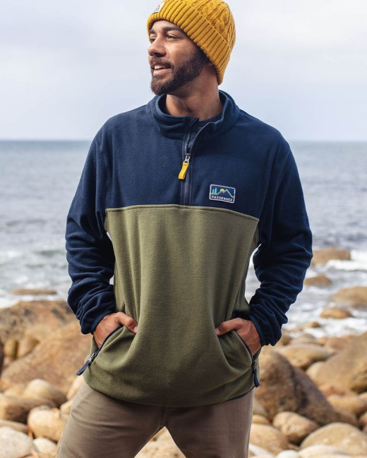 Passenger Exclusive Set Off Recycled Polar 1/4 Zip Fleece Deep Navy