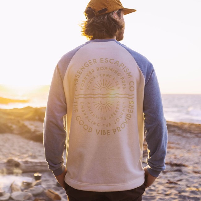Passenger Exclusive Good Vibes Recycled Polar Fleece Sweatshirt Egret