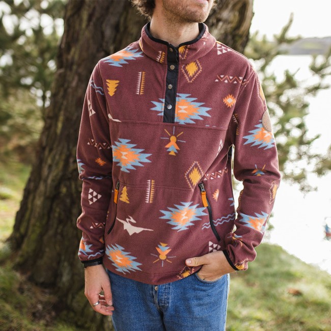 Passenger Exclusive Canyon Recycled Polar Fleece Pullover Russet Drifter
