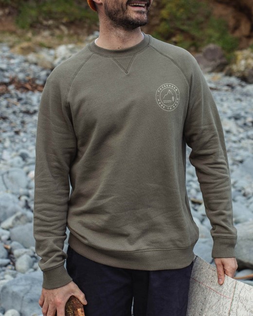 Passenger Exclusive Border Recycled Cotton Sweatshirt Dusty Olive