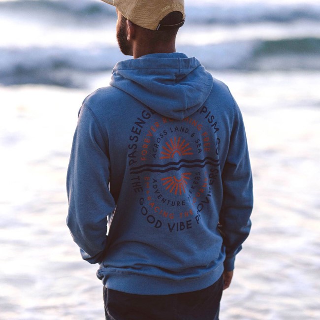 Passenger Exclusive Good Vibes Recycled Cotton Hoodie Stone Blue
