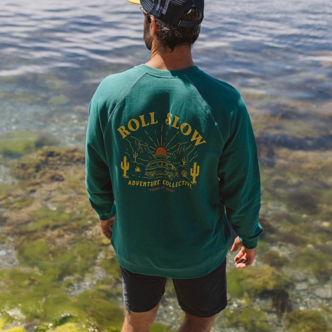 Passenger Exclusive Roll Slow Recycled Cotton Sweatshirt Storm Green