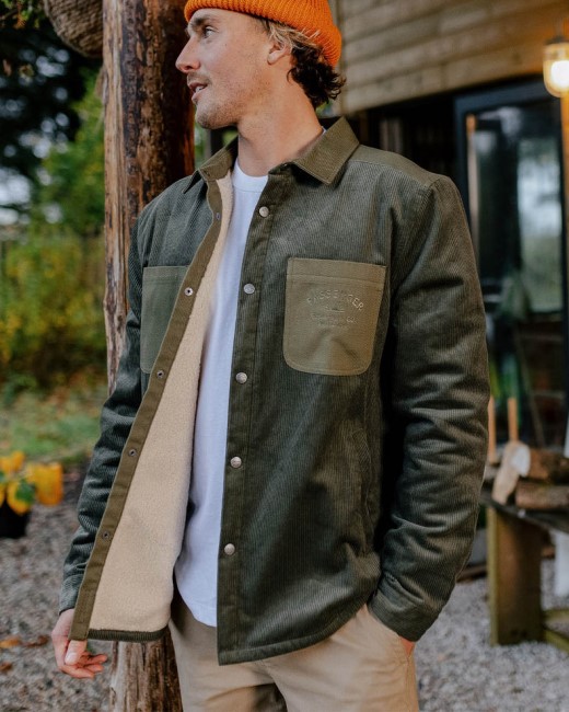 Passenger Exclusive Kodiak Sherpa Lined Cord Shirt Dusty Olive