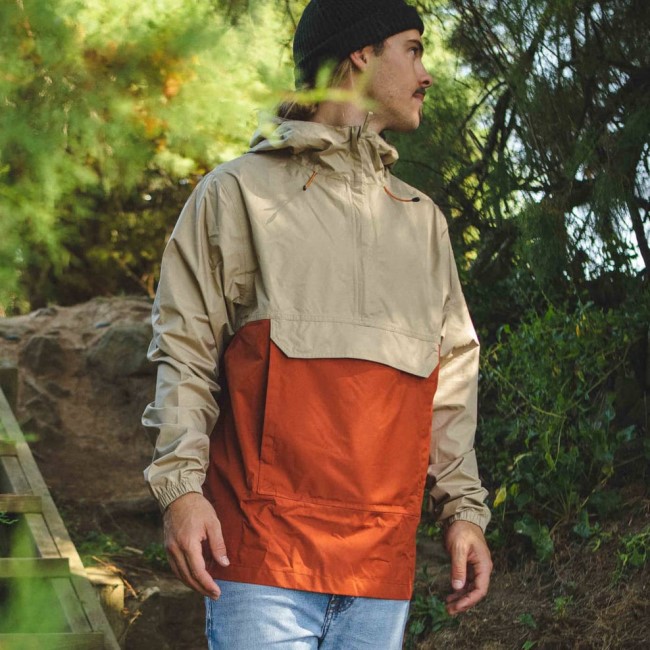 Passenger Exclusive Azure Recycled Waterproof 1/2 Zip Jacket Chinchilla Brown