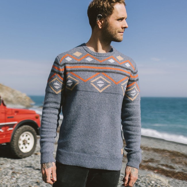 Passenger Exclusive Fireside Knitted Jumper Stone Blue
