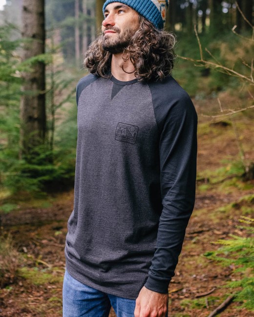 Passenger Exclusive Nowhere Bound Recycled Cotton Ls T-Shirt Black/Charcoal Marl