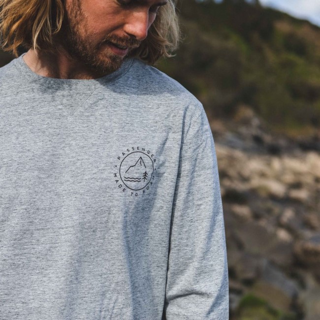 Passenger Exclusive Glendale Recycled Ls T-Shirt Flecked Grey Marl