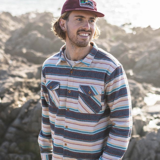 Passenger Exclusive Winterwell Brushed Cotton Overshirt Birch Stripe