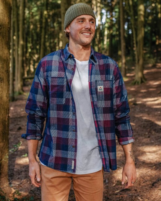 Passenger Exclusive Backcountry Cord Check Shirt Rich Navy