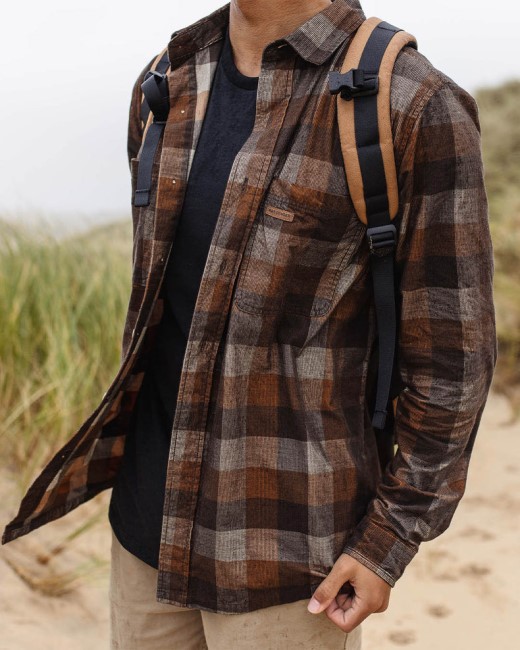 Passenger Exclusive Backcountry Cord Check Shirt Chinchilla Brown