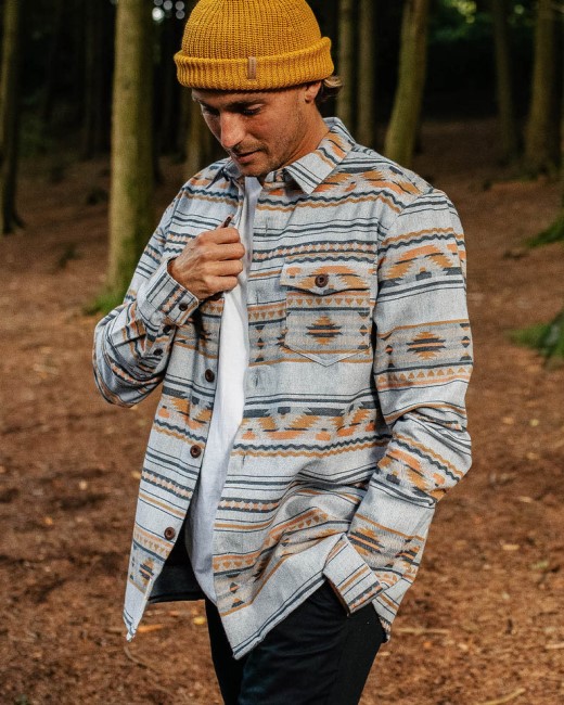 Passenger Exclusive Woodland Organic Cotton Overshirt Grey Marl