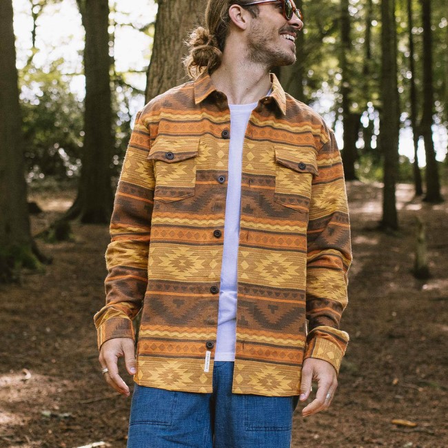 Passenger Exclusive Woodland Organic Cotton Jacquard Overshirt Sunrise Adrift