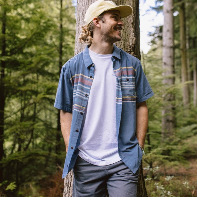 Passenger Exclusive Ebb Organic Cotton Short Sleeve Shirt Ensign Blue Stripe