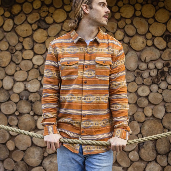 Passenger Exclusive Cabin Jacquard Organic Cotton Shirt Glazed Ginger Pattern