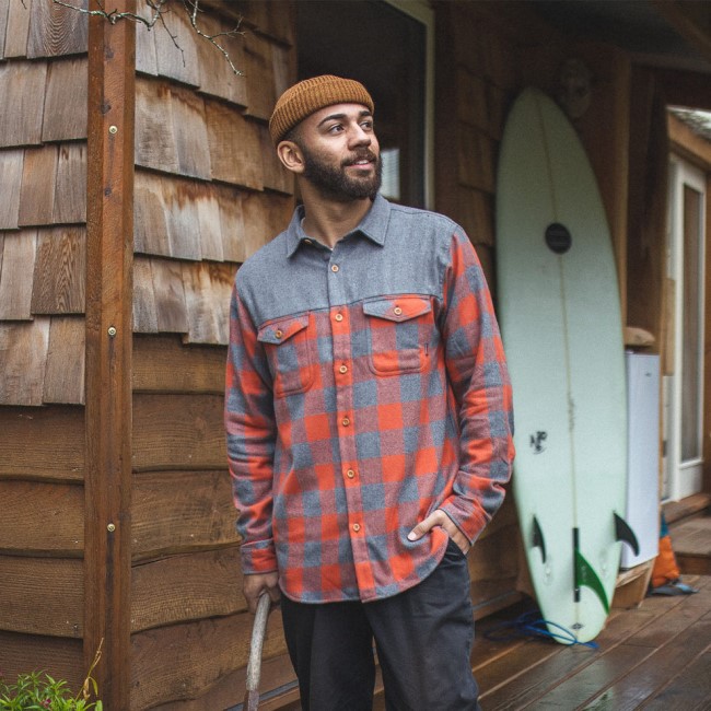 Passenger Exclusive Bozeman Shirt Buffalo Check Orange
