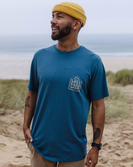 Passenger Exclusive Lost Road Recycled Cotton T-Shirt Blue Steel