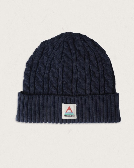 Passenger Exclusive Fireside Recycled Cable Knit Beanie Rich Navy