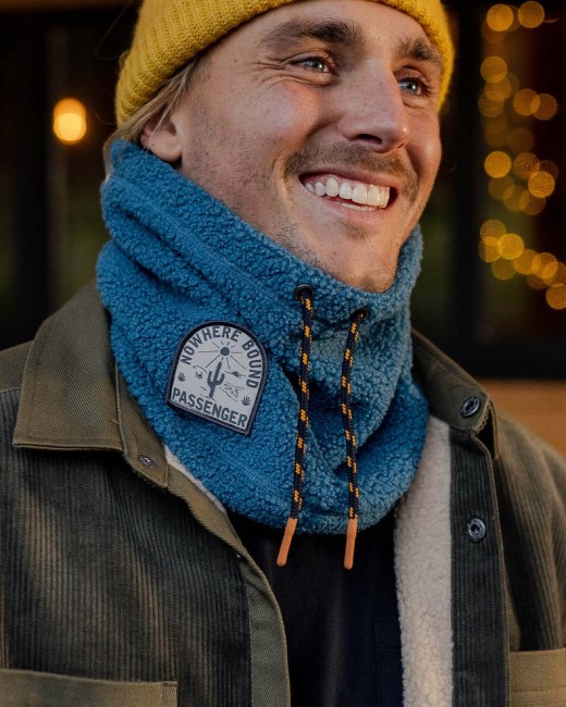Exclusive Passenger's Mulled Recycled Sherpa Fleece Snood Blue Steel