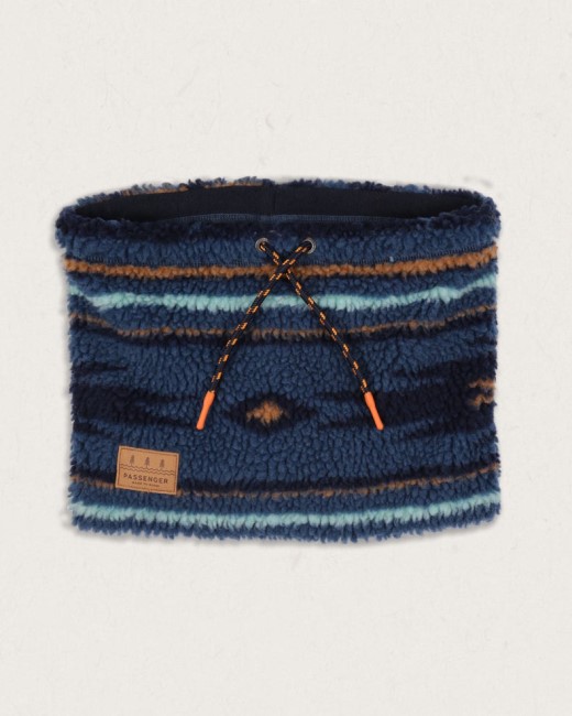 Passenger Exclusive Mulled Recycled Sherpa Fleece Snood Blue Coral Geo Pattern