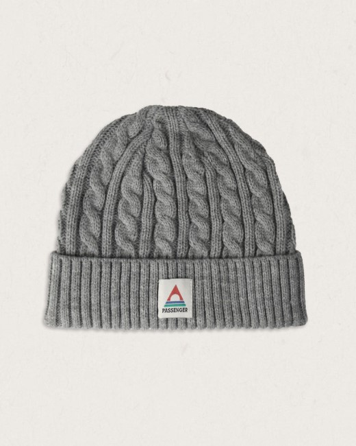 Passenger Exclusive Fireside Recycled Cable Knit Beanie Grey Marl