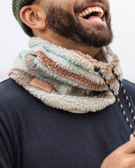 Exclusive Passenger's Mulled Recycled Sherpa Fleece Snood Warm Ivory Geo Pattern