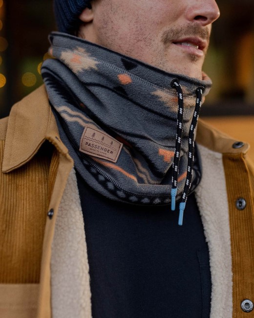 Exclusive Passenger's Tor Recycled Polar Fleece Snood Charcoal Geo Folk