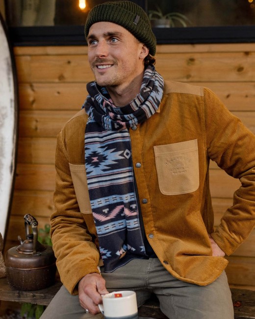 Exclusive Passenger's Campfire Recycled Polar Fleece Scarf Deep Navy Vintage Geo