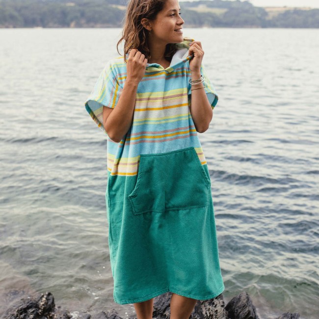 Passenger Exclusive Baja Recycled Towel Poncho Sea Stripe