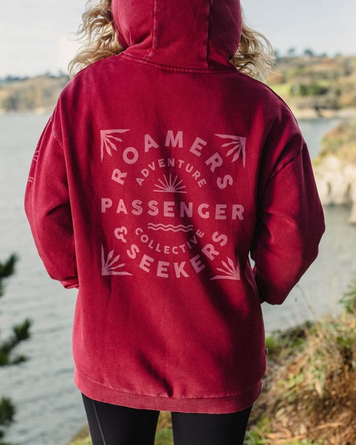 Passenger Exclusive Roamers And Seekers Recycled Cotton Oversized Hoodie Rhubarb