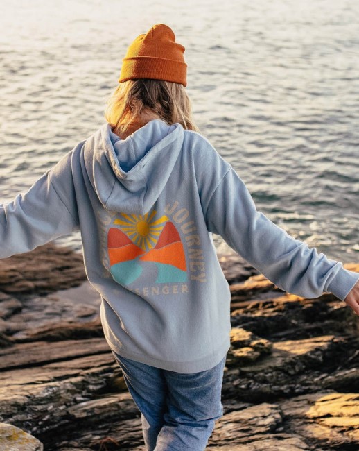 Passenger Exclusive Embrace The Journey Recycled Cotton Oversized Hoodie Blue Fog