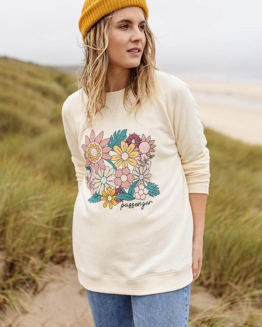 Passenger Exclusive Floral Bloom Recycled Cotton Oversized Sweatshirt Birch