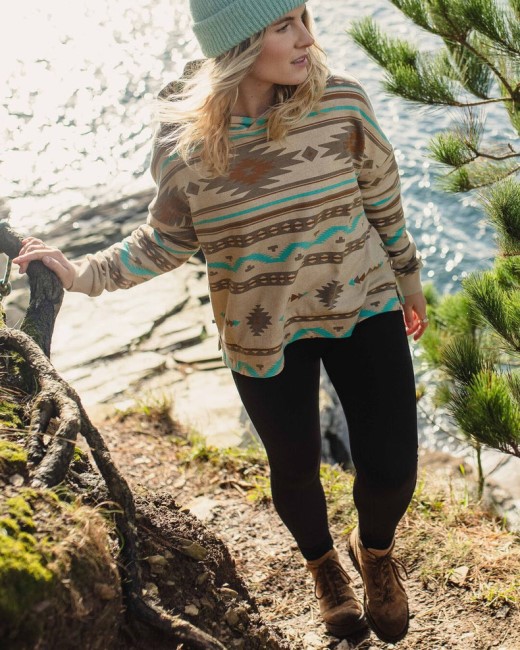 Passenger Exclusive Wilderness Recycled Cotton Printed Hoodie Birch Geo Pattern Two