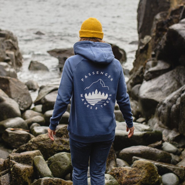 Passenger Exclusive Big Leaf Recycled Hoodie Dark Denim