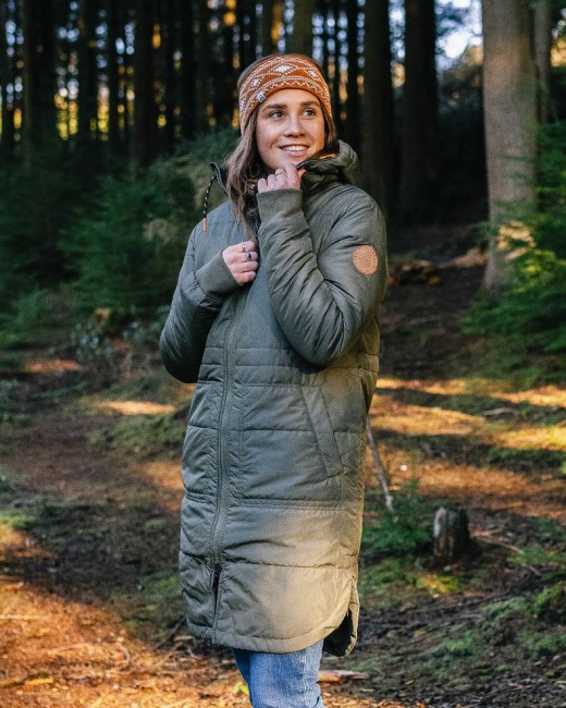 Passenger Exclusive Flora Long Recycled Insulated Jacket Dusty Olive