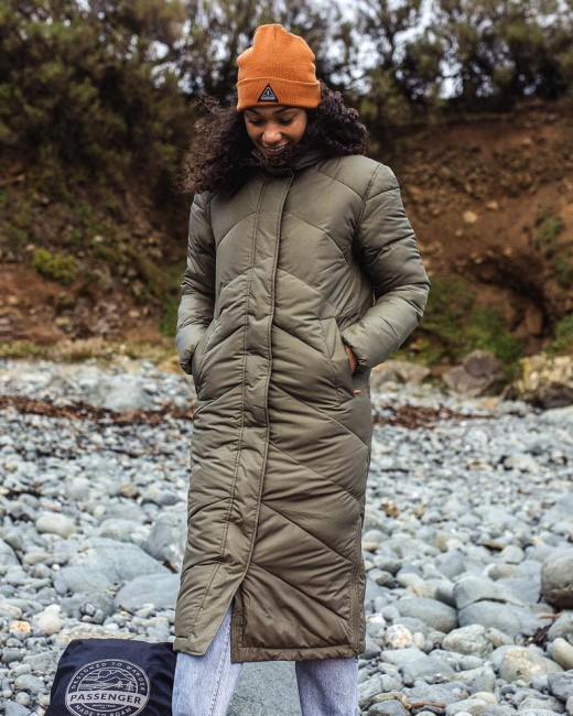 Passenger Exclusive Tasman Long Recycled Insulated Jacket Dusty Olive