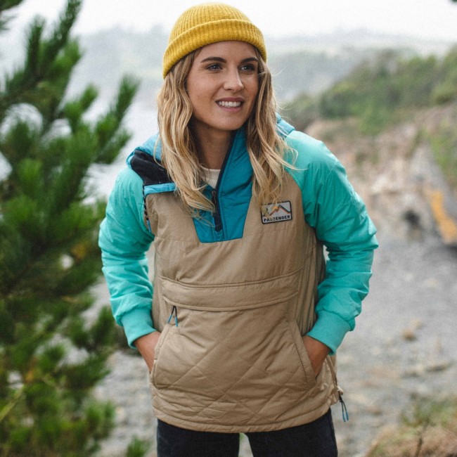 Passenger Exclusive Ocean Recycled Insulated 1/2 Zip Jacket Chinchilla Brown