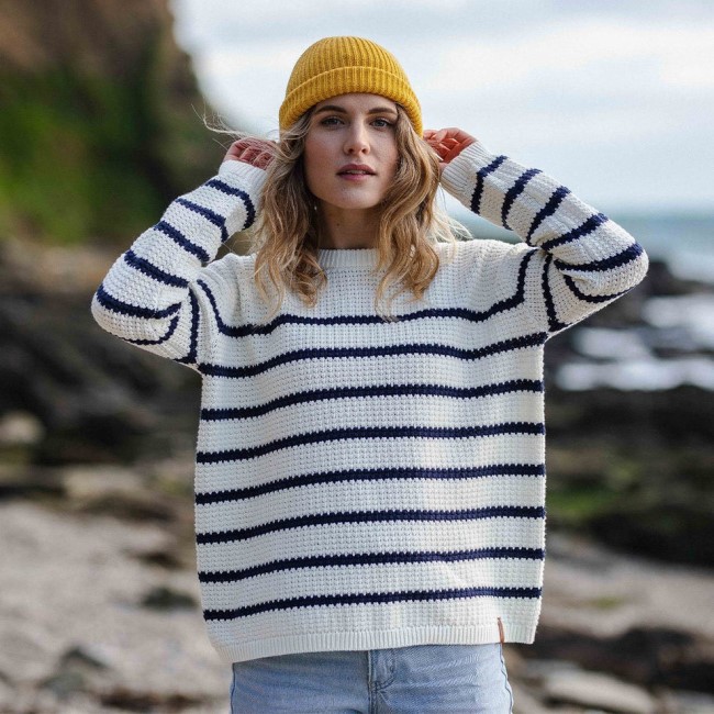 Passenger Exclusive Lakewood Knitted Jumper Off White Stripe