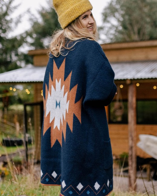 Passenger Exclusive South Coast Recycled Knit Cardigan Deep Navy