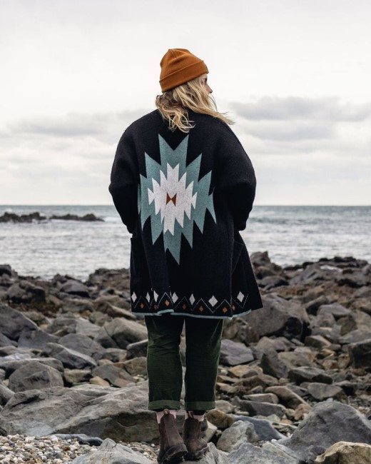 Passenger Exclusive South Coast Recycled Knit Cardigan Black