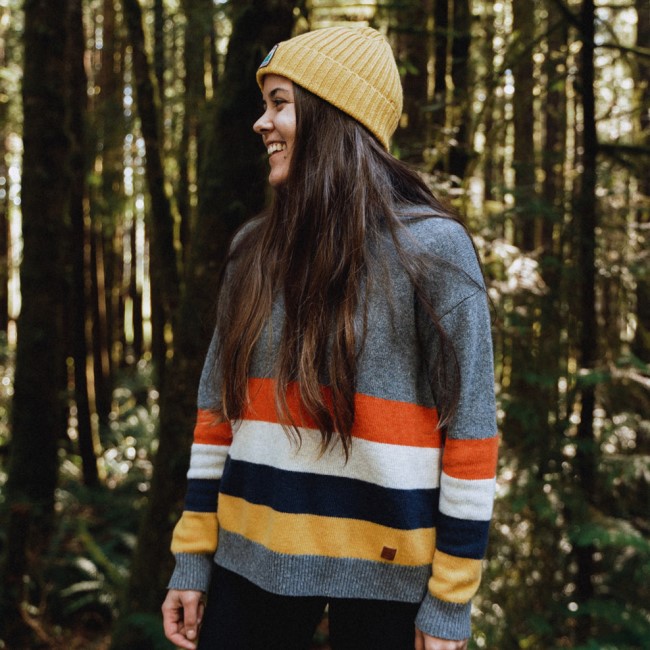 Passenger Exclusive Bay Knitted Jumper Charcoal Stripe