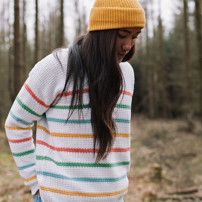 Passenger Exclusive Lakewood Knitted Jumper White Stripe