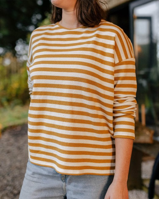 Passenger Exclusive Panorama Striped Ls T-Shirt Amber Gold