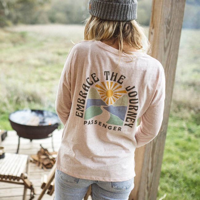 Passenger Exclusive Embrace Recycled Ls T-Shirt Peachy Pink Marl