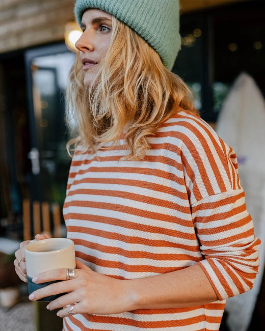 Passenger Exclusive Panorama Striped Ls T-Shirt Glazed Ginger
